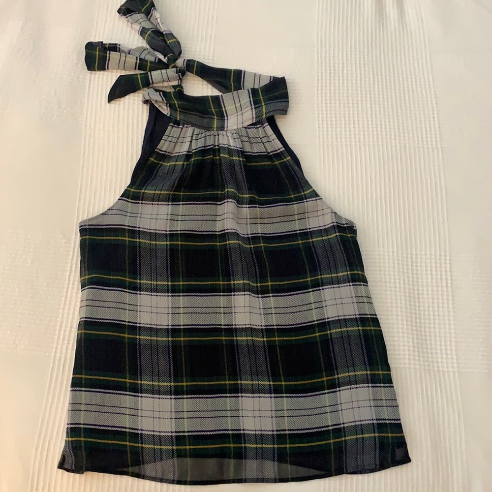 JCrew sleeveless plaid blouse